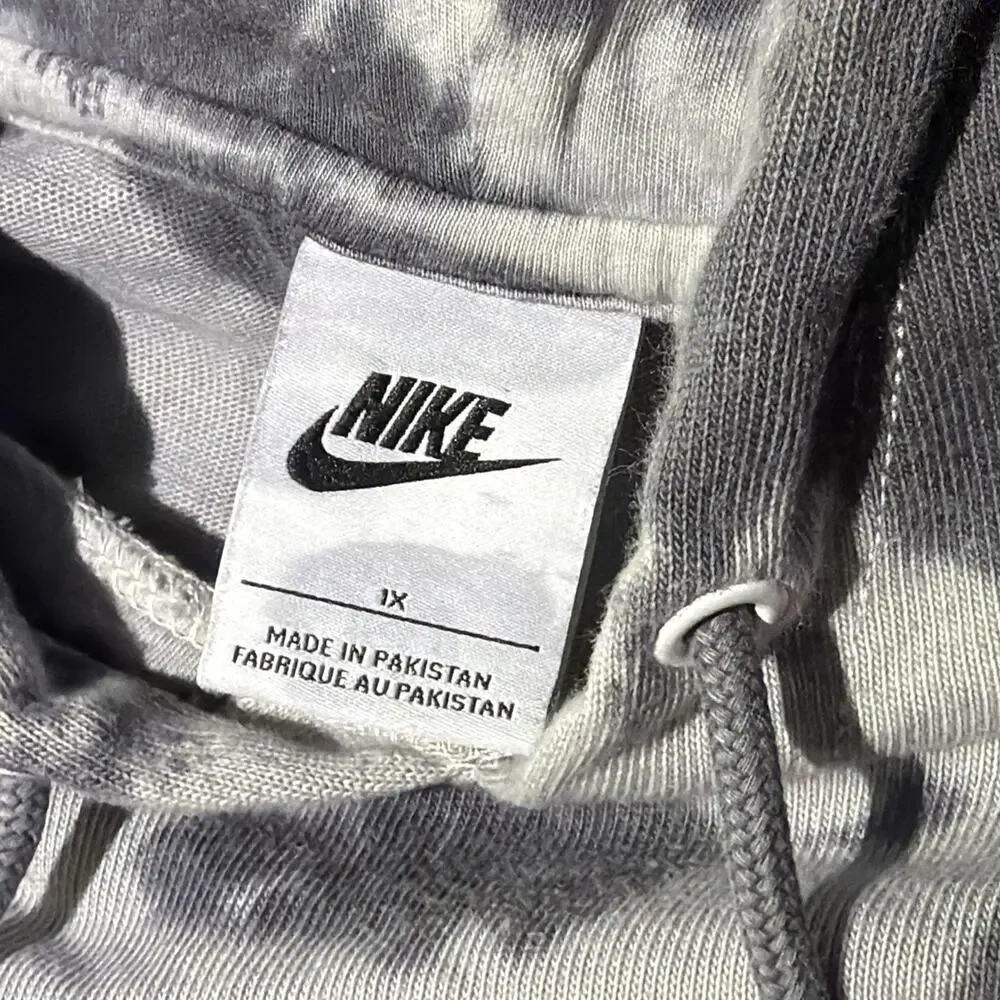 Nike Women's Plus Size 1X Washed Jersey Tie Dye Hoodie Grey Black